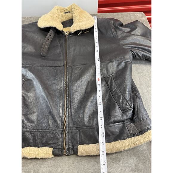 J. Elkin Alamo Uomo Faux Shearling Leather Aviator Jacket Brown Size Large - Picture 8 of 13